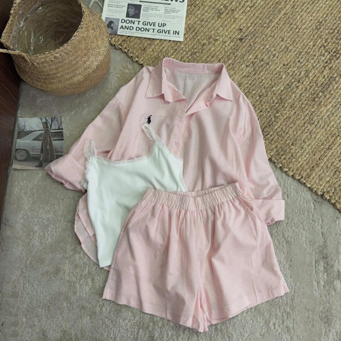 SÉT BỘ HỒNG 3CT THÊU NGỰA CHO NỮ