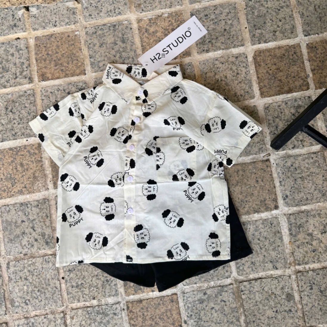 SET SƠ MI TRẮNG QUẦN THÔ HÌNH CÚN