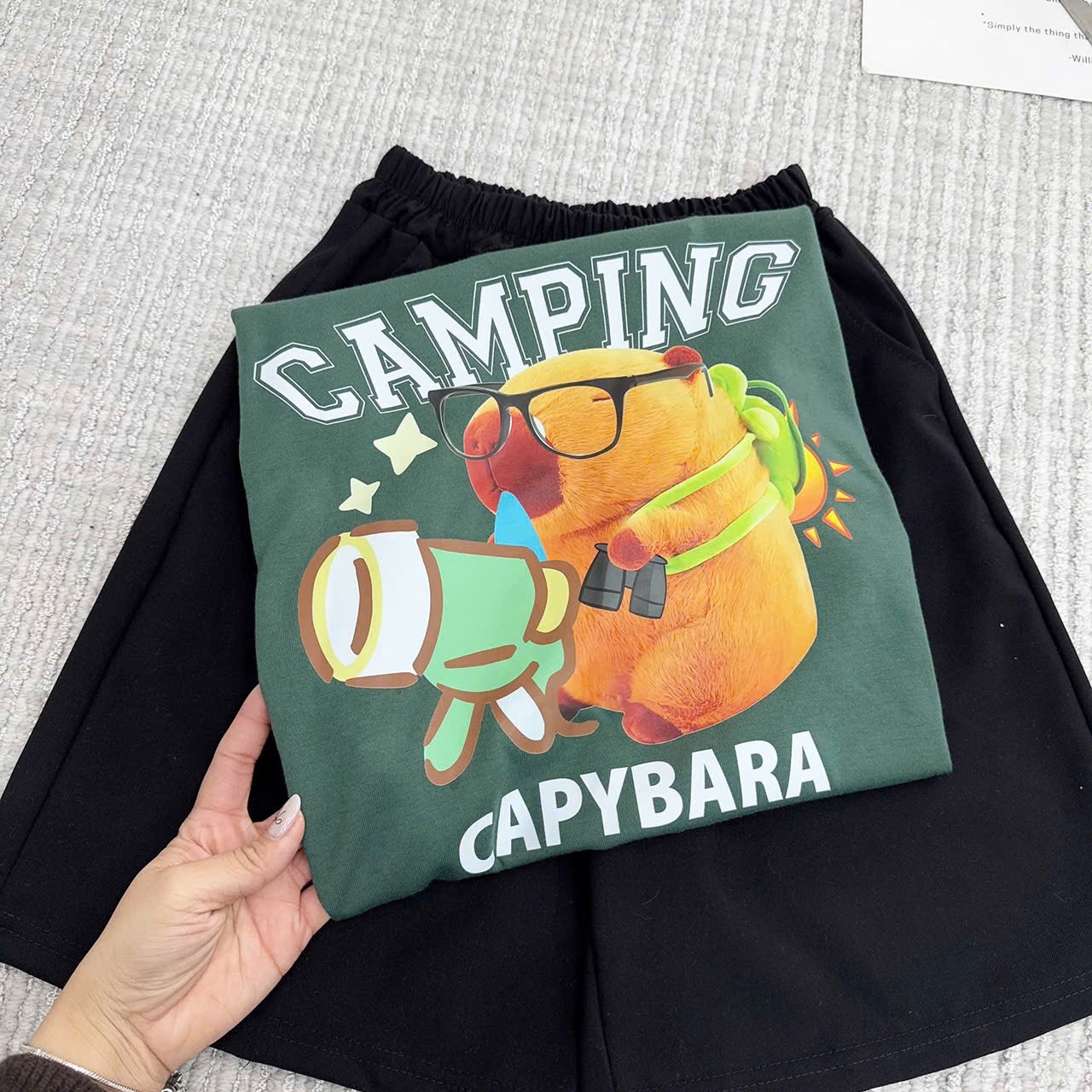 BỘ ĐÙI GẤU CABY XANH LÁ QUẦN ĐEN