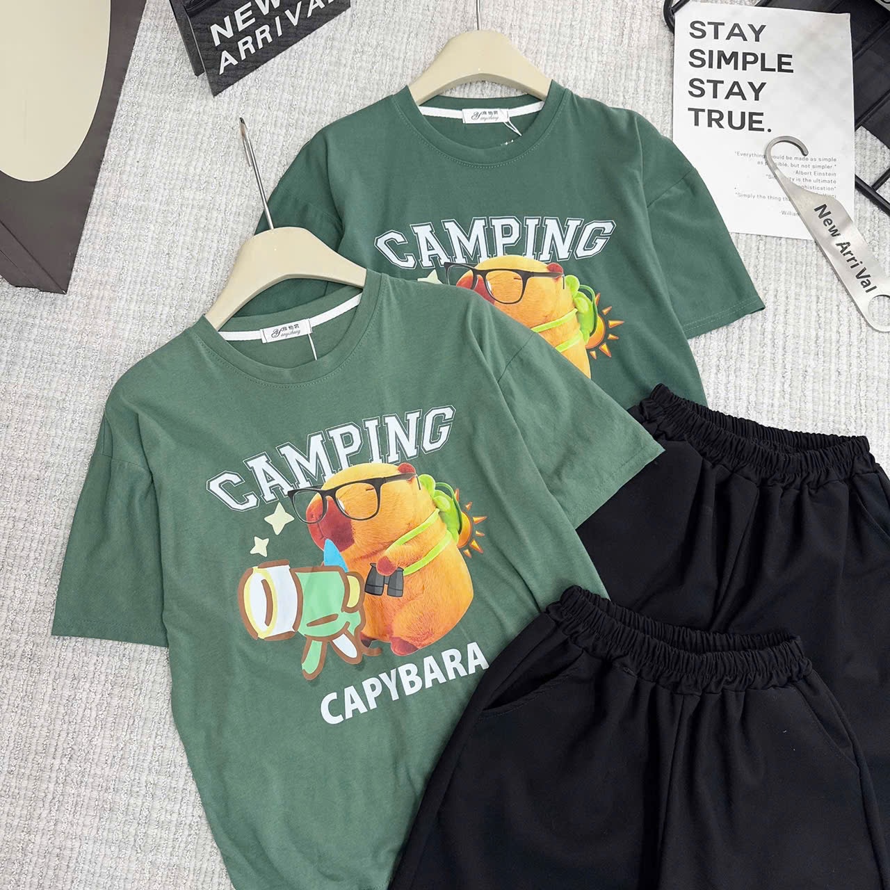 BỘ ĐÙI GẤU CABY XANH LÁ QUẦN ĐEN