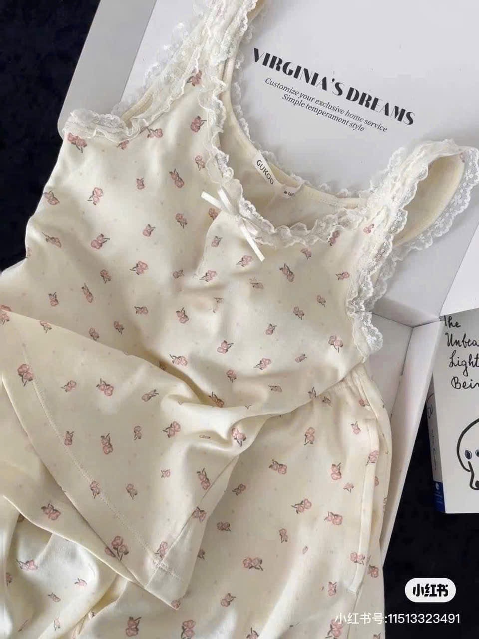 BỘ ĐÙI 2S PHỐI REN MÀU BE HÌNH HOA