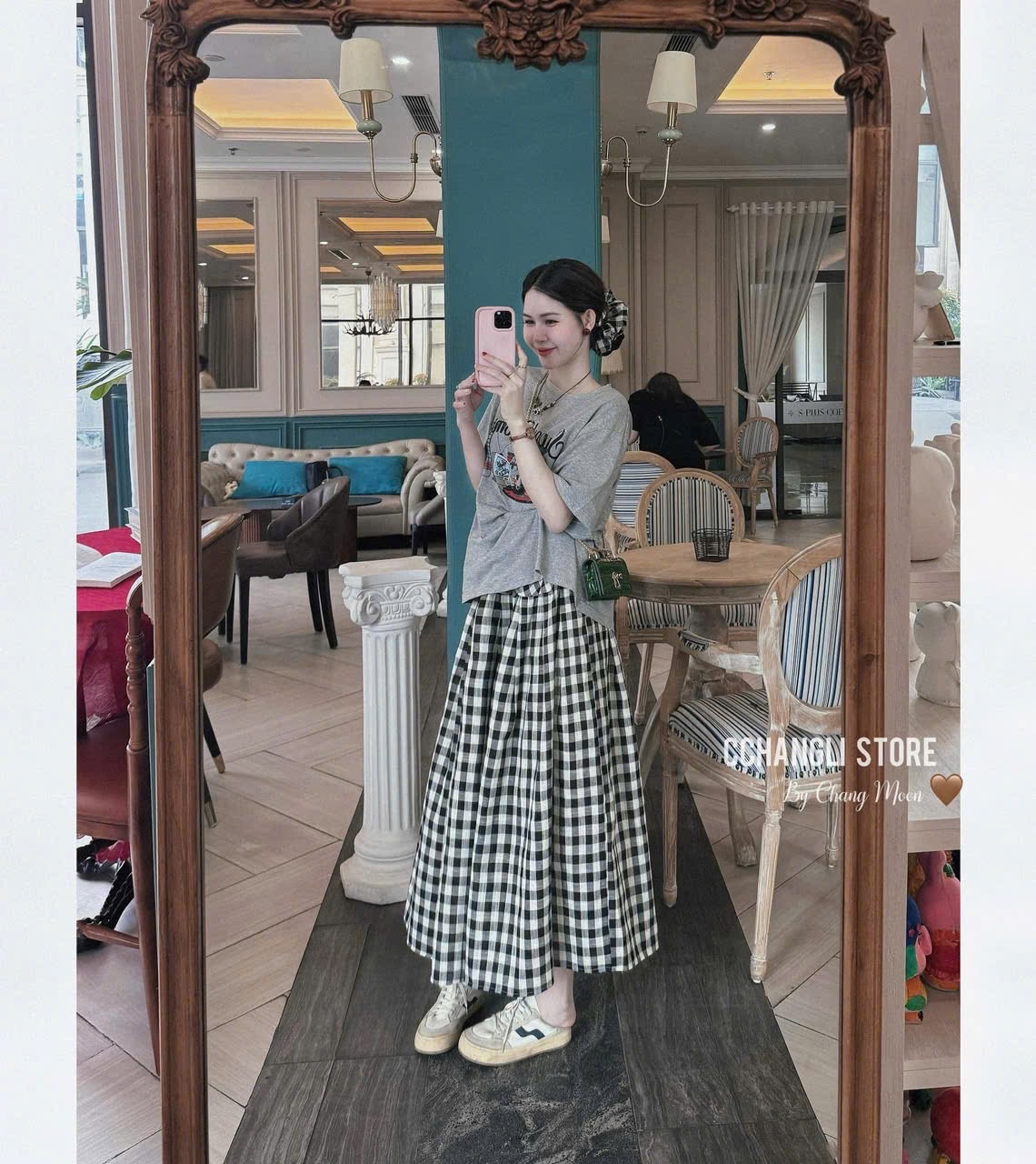 SÉT CỘC TRẮNG GHI SWEET HOME CV KẺ KÈM BUỘC TÓC