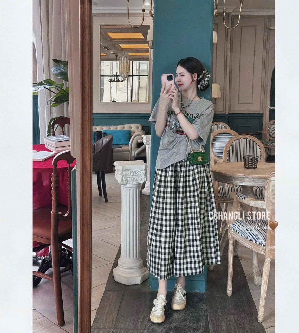 SÉT CỘC TRẮNG GHI SWEET HOME CV KẺ KÈM BUỘC TÓC