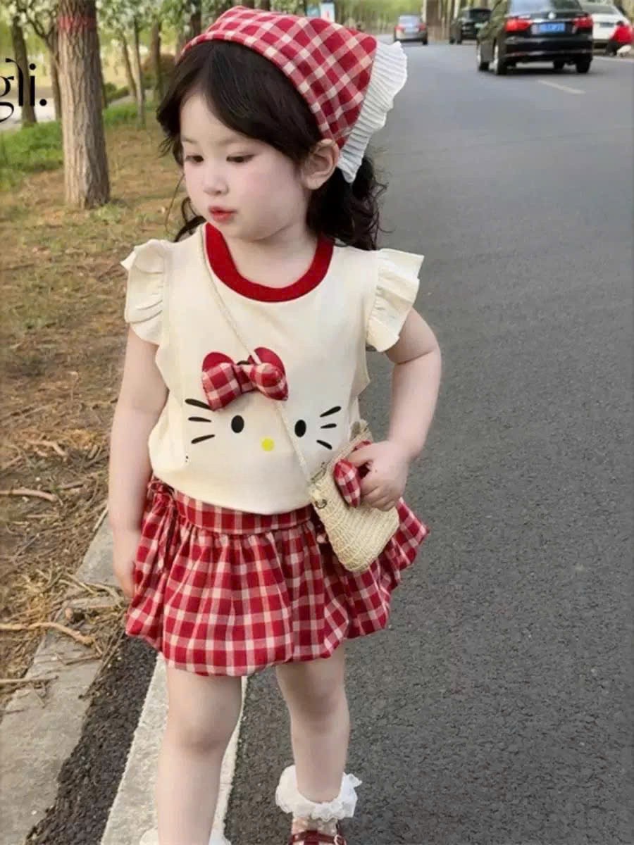 SET BỘ KITTY TRẮNG MIX CV KẺ BỒNG ĐỎ