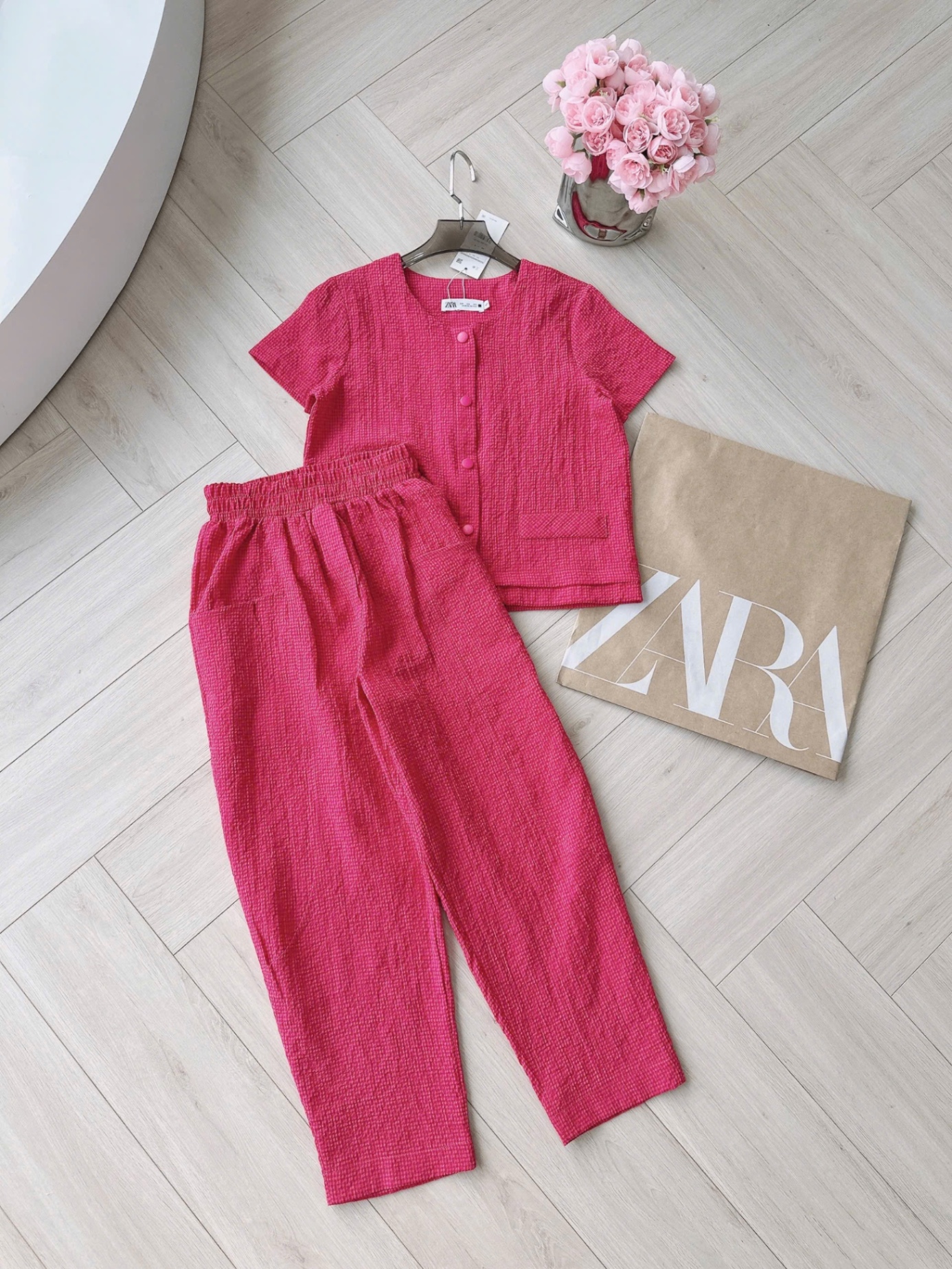 BỘ HỒNG GẤU LỆCH QUẦN BAGGY