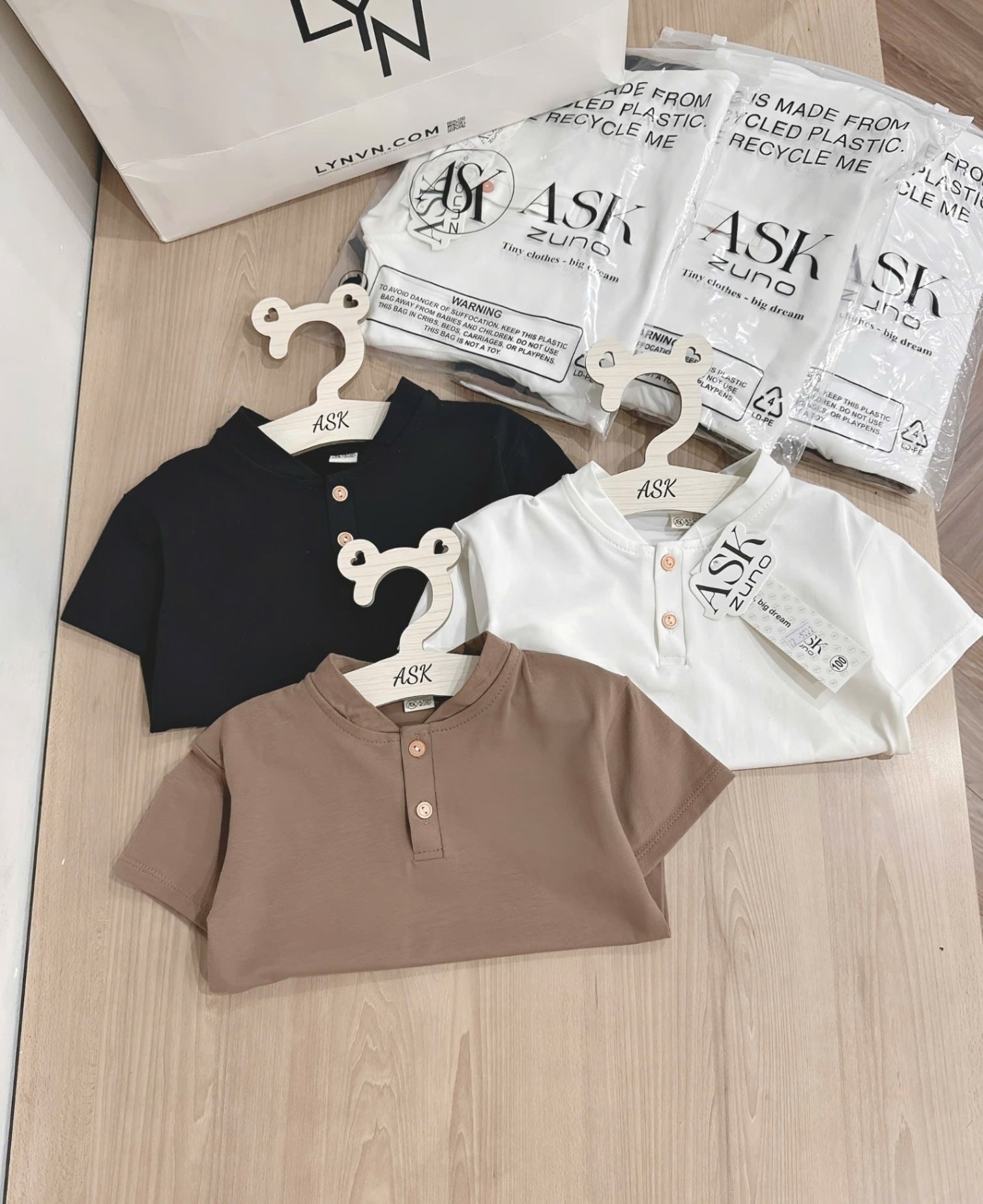 SET 3 ÁO CỘC CỔ TRỤ ĐEN TRẮNG NÂU