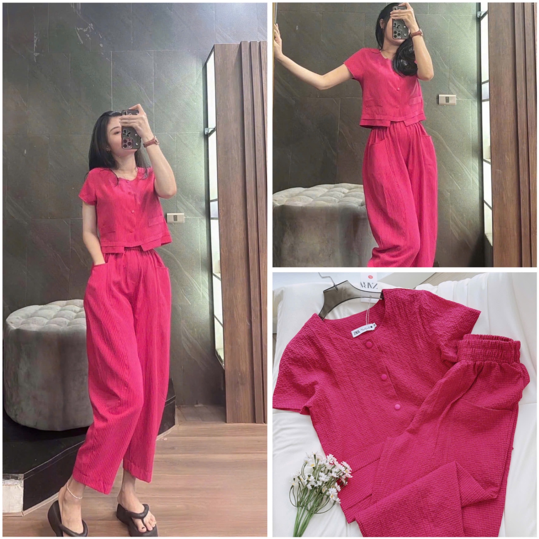 BỘ HỒNG GẤU LỆCH QUẦN BAGGY