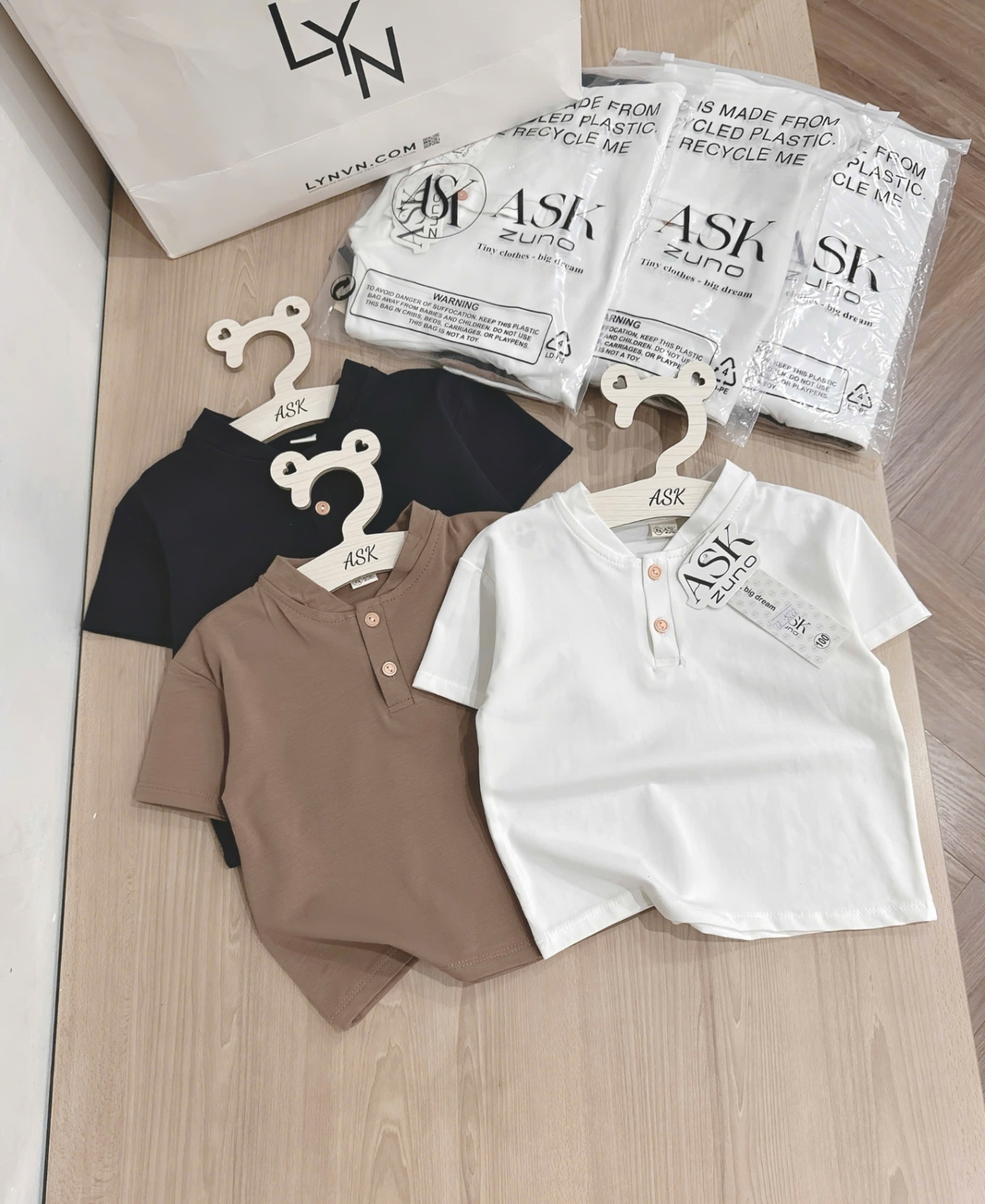 SET 3 ÁO CỘC CỔ TRỤ ĐEN TRẮNG NÂU