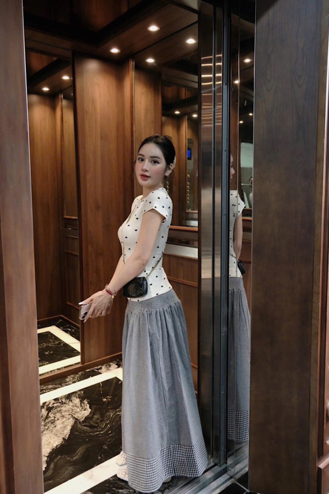 SET 3CT ÁO TIM BE MIX CV KẺ KÈM BUỘC TÓC