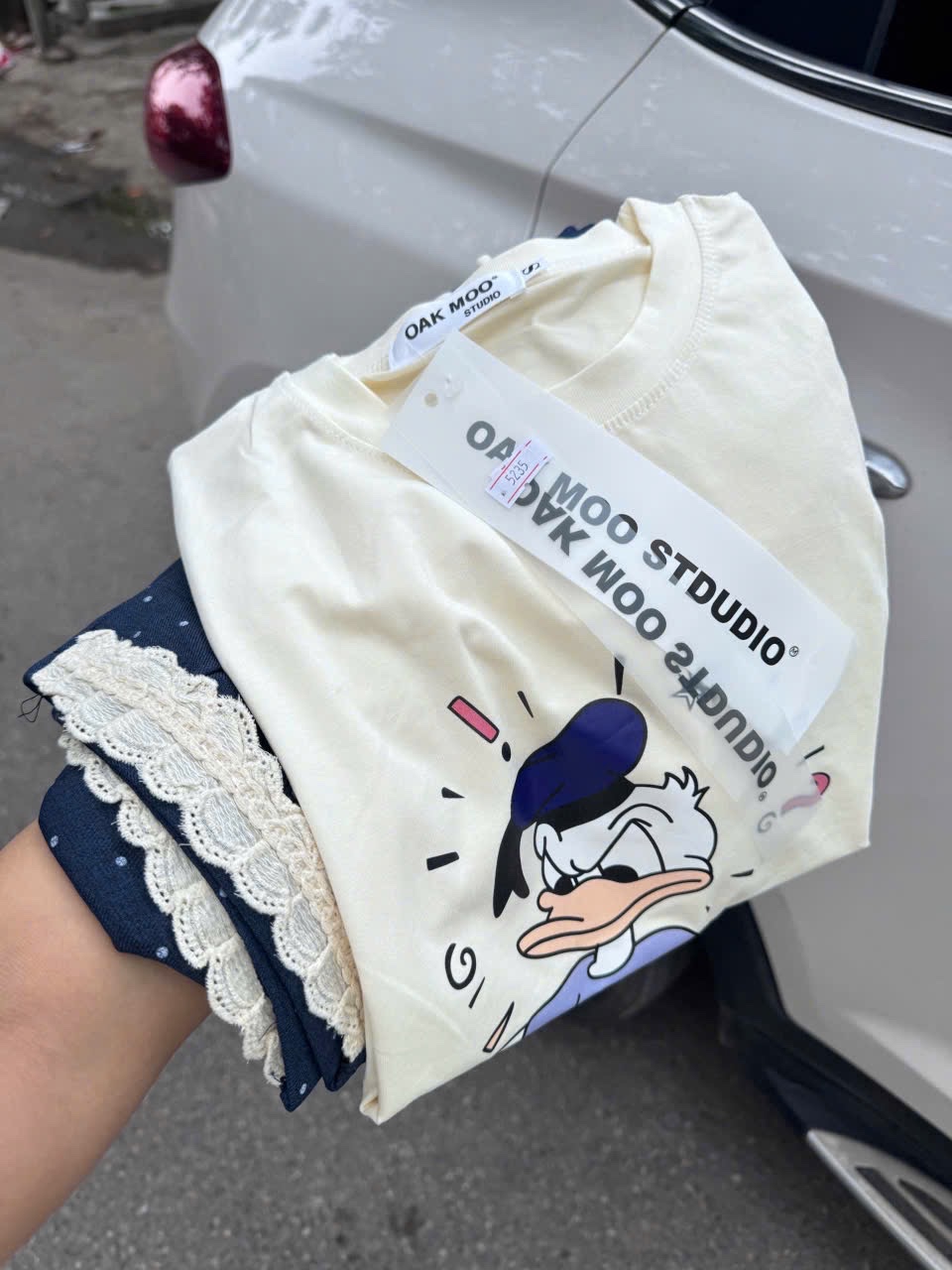 BỘ CỘC BE HÌNH VỊT MIX QUẦN SUÔNG BI PHỐI REN
