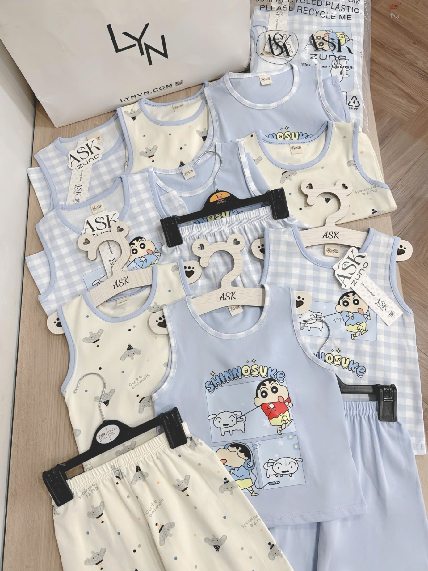 SET 3 BỘ BA LỖ HINH SHIN TONE XANH