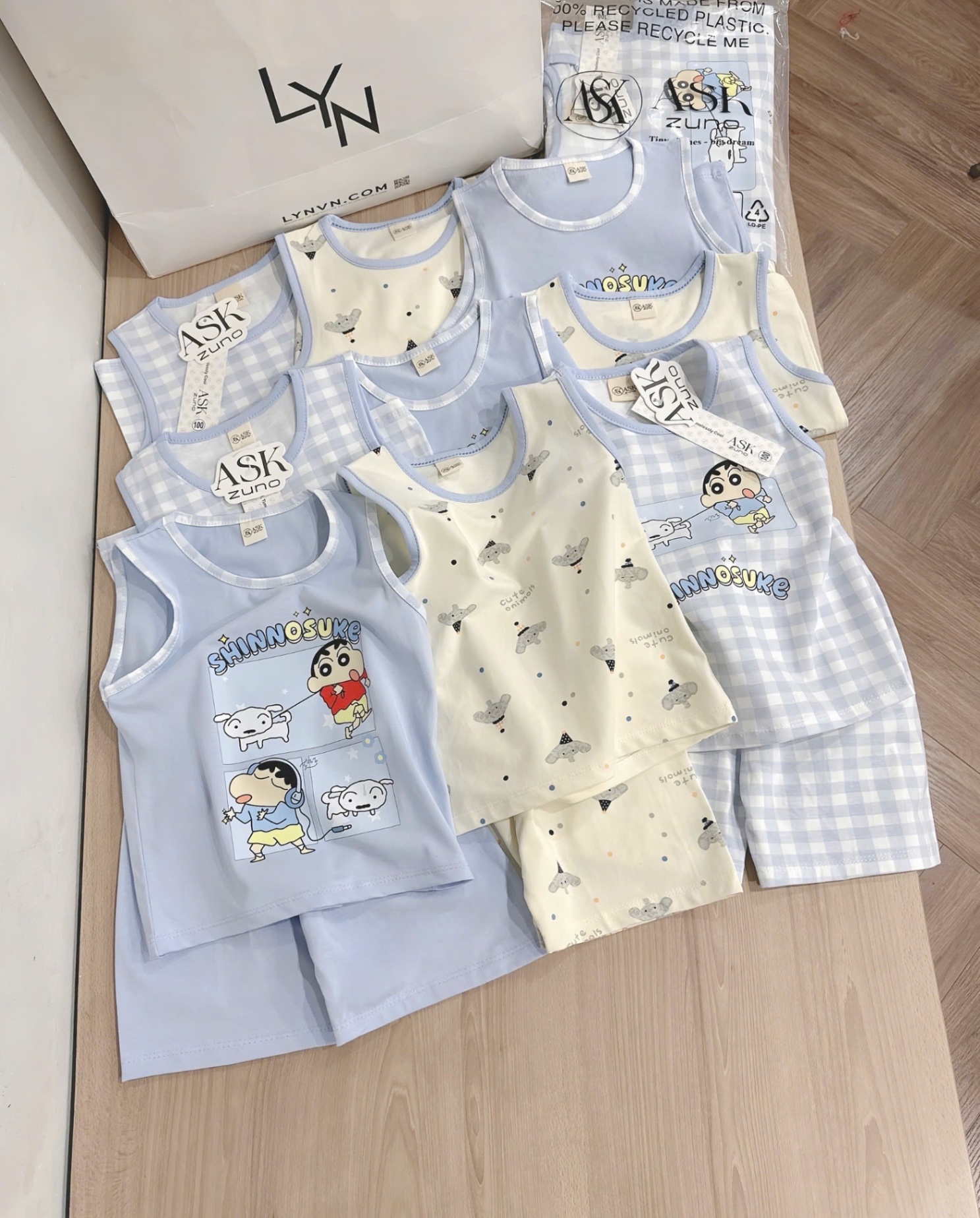 SET 3 BỘ BA LỖ HINH SHIN TONE XANH
