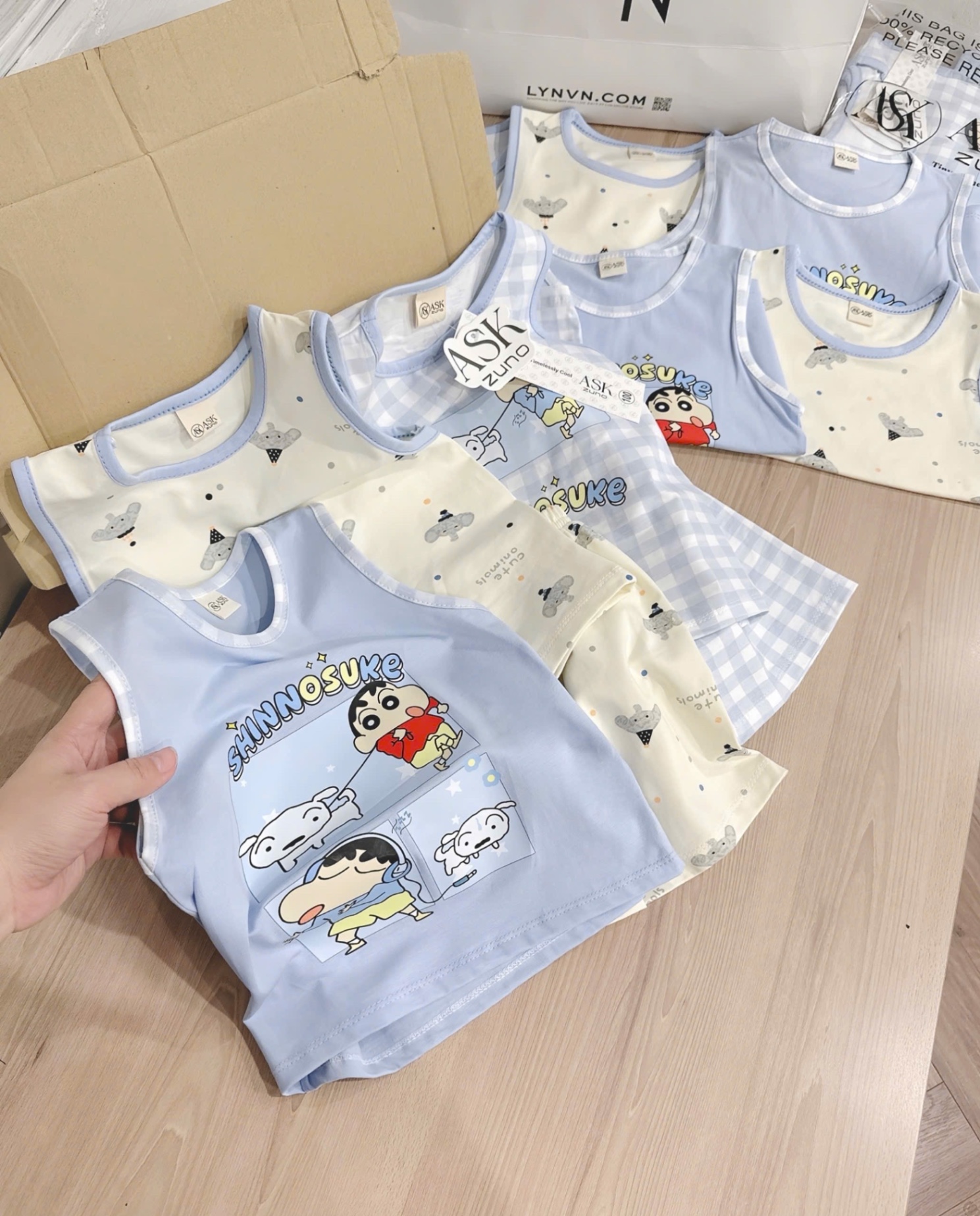 SET 3 BỘ BA LỖ HINH SHIN TONE XANH