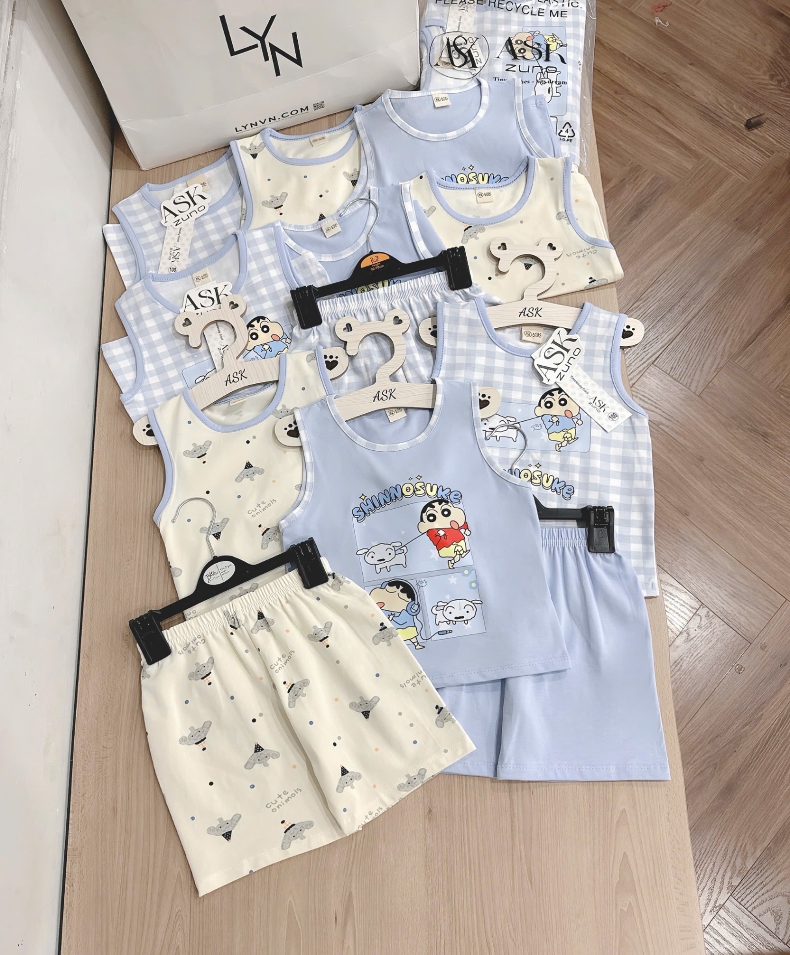 SET 3 BỘ BA LỖ HINH SHIN TONE XANH