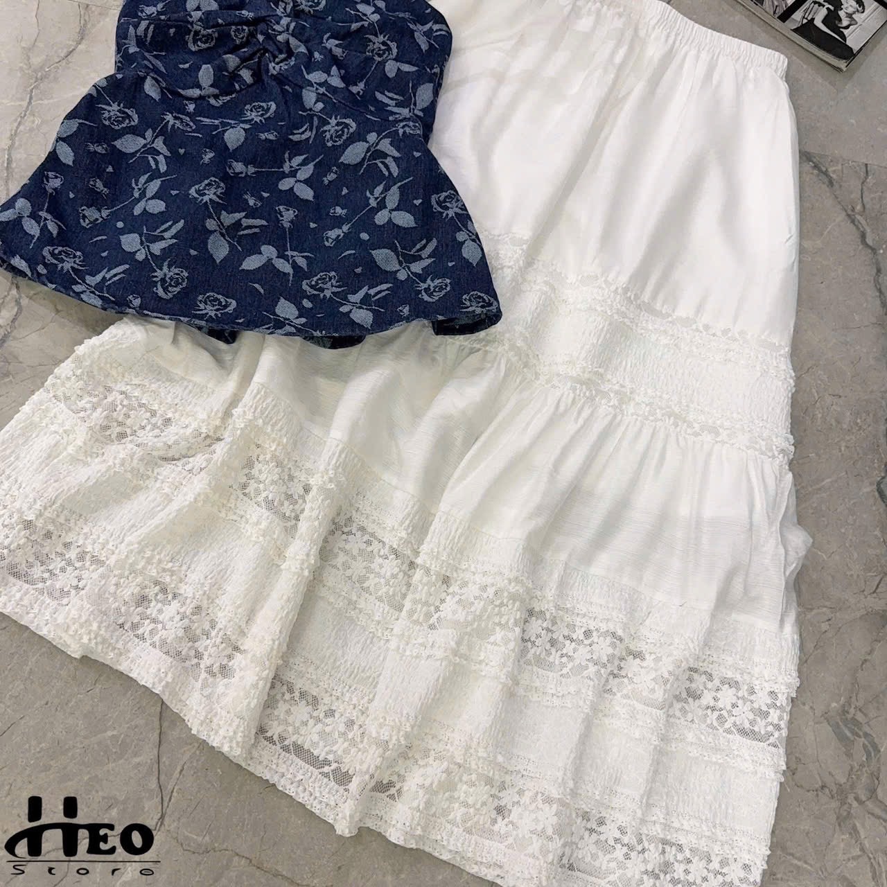 CHÂN VÂY REN MAXI CAO CẤP HOA NỔI QC
