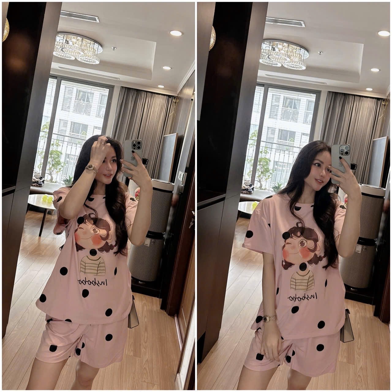 BỘ ĐÙI HỒNG CÔ GÁI CHẤM BI