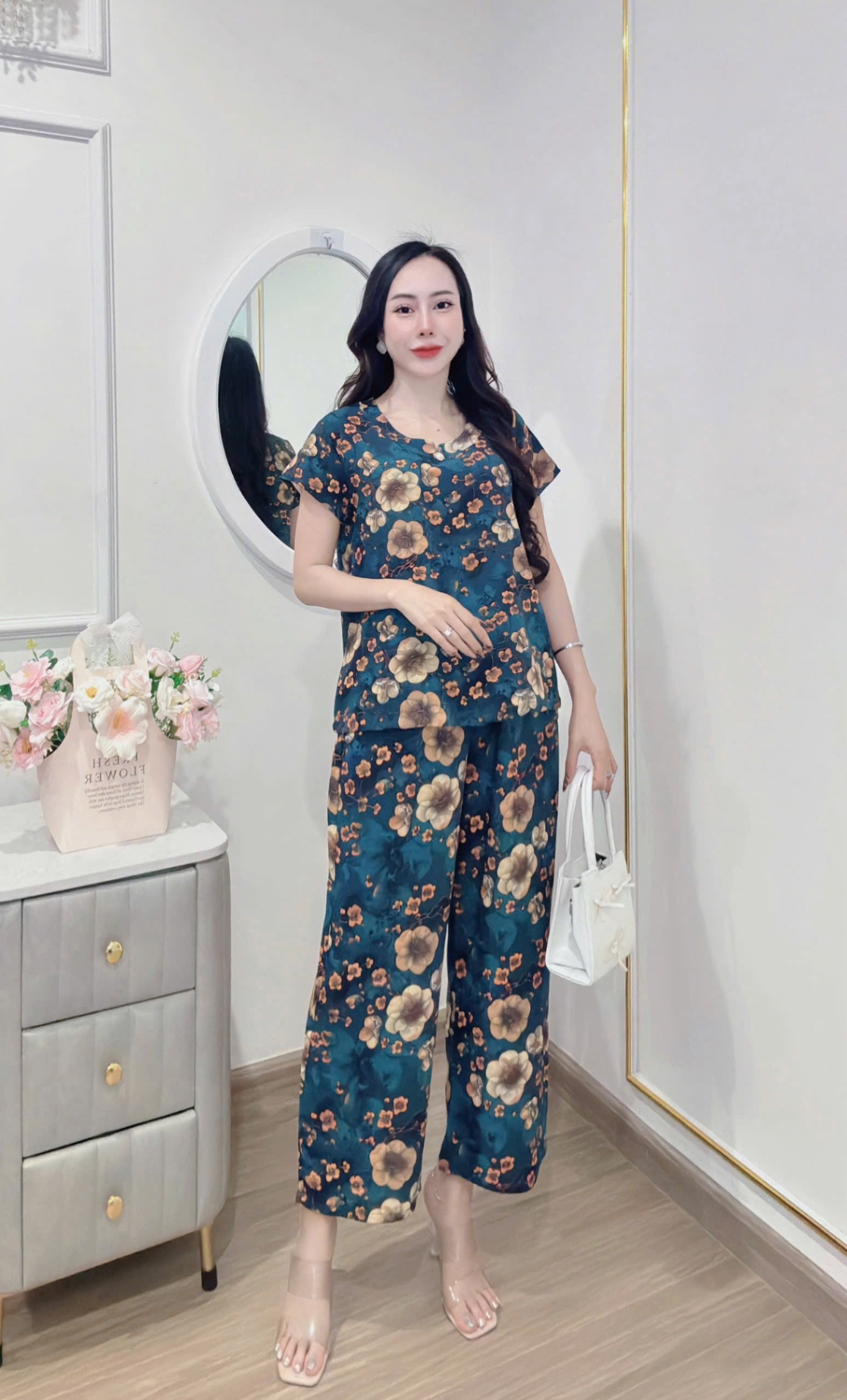 BỘ LANH DÀI CÚC NGỌC QUẦN SUÔNG 4 MÀU