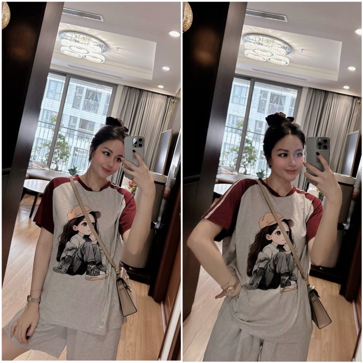 BỘ ĐÙI GHI PHỐI ĐỎ HÌNH CÔ GÁI ĐỘI MŨ