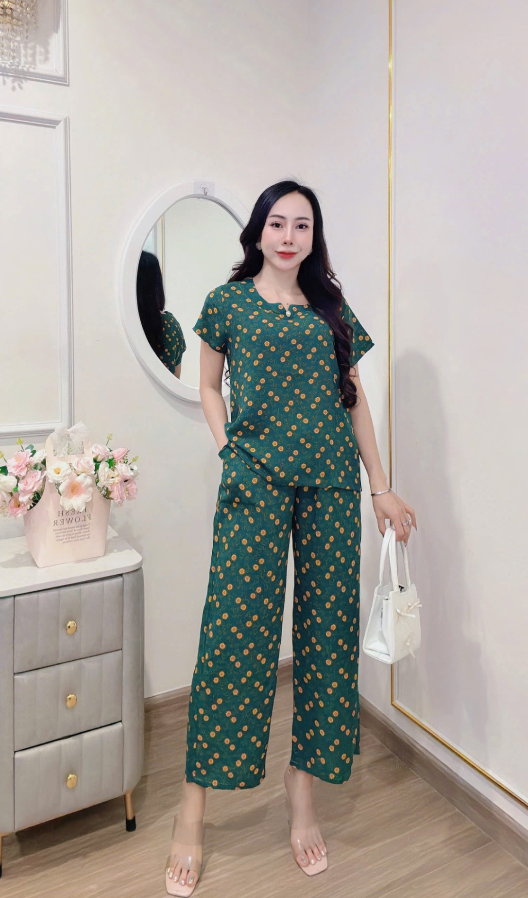 BỘ LANH DÀI CÚC NGỌC QUẦN SUÔNG 4 MÀU