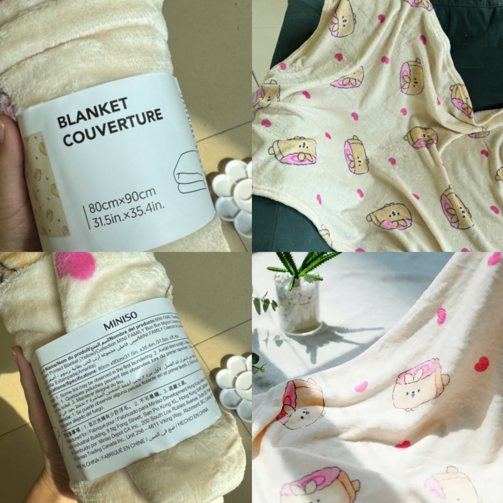SET 2 CHĂN BĂNG LÔNG MINISO SIÊU MỀM MỊN