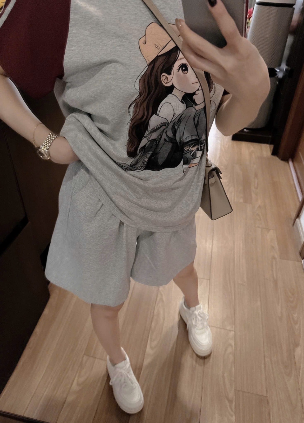 BỘ ĐÙI GHI PHỐI ĐỎ HÌNH CÔ GÁI ĐỘI MŨ