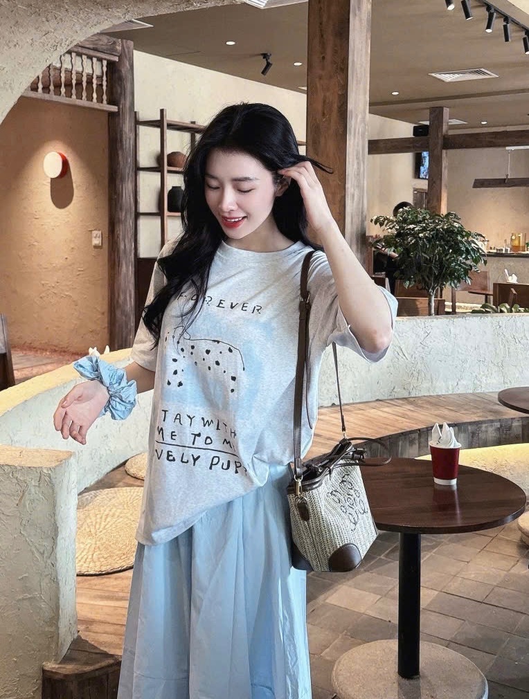 SET ÁO PULL CỘC MIX CV XANH KÈM BUỘC TÓC FOREVER