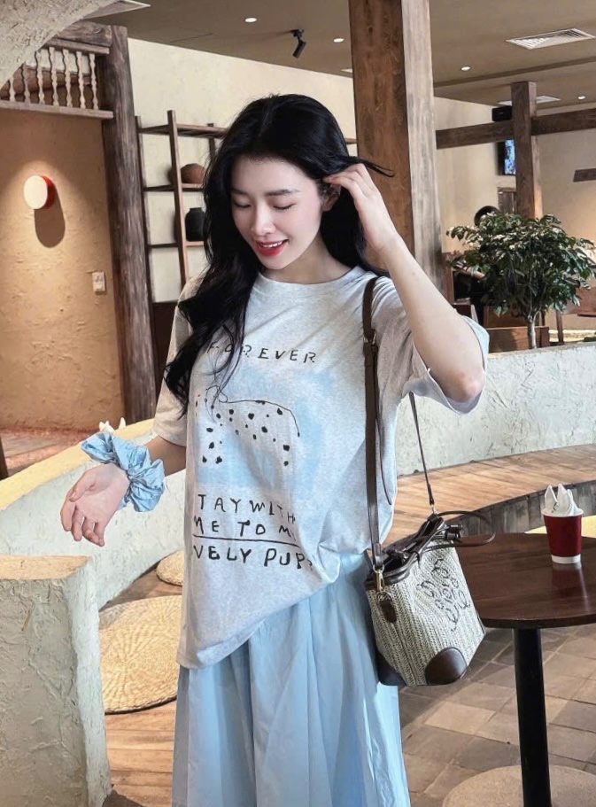 SET ÁO PULL CỘC MIX CV XANH KÈM BUỘC TÓC FOREVER