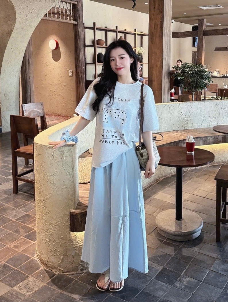 SET ÁO PULL CỘC MIX CV XANH KÈM BUỘC TÓC FOREVER