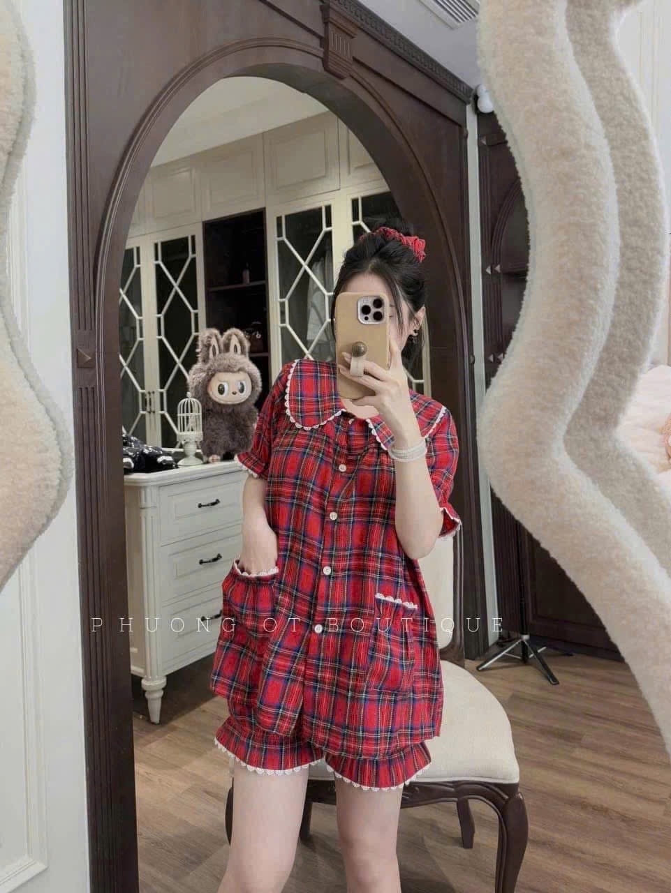 BỘ CỘC KẺ ĐỎ PHỐI REN