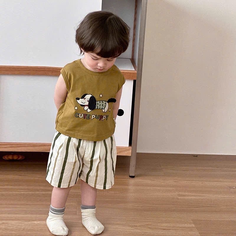 BỘ ĐÙI BA LỖ HÌNH CÚN QUẦN SỌC
