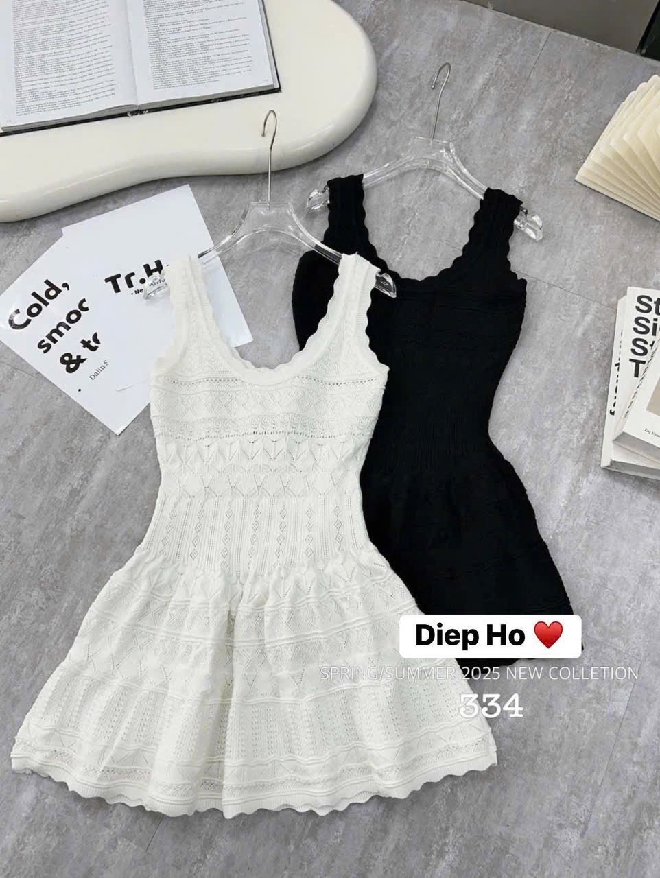 VÁY LEN ĐAN 2S QC ĐEN TRẮNG