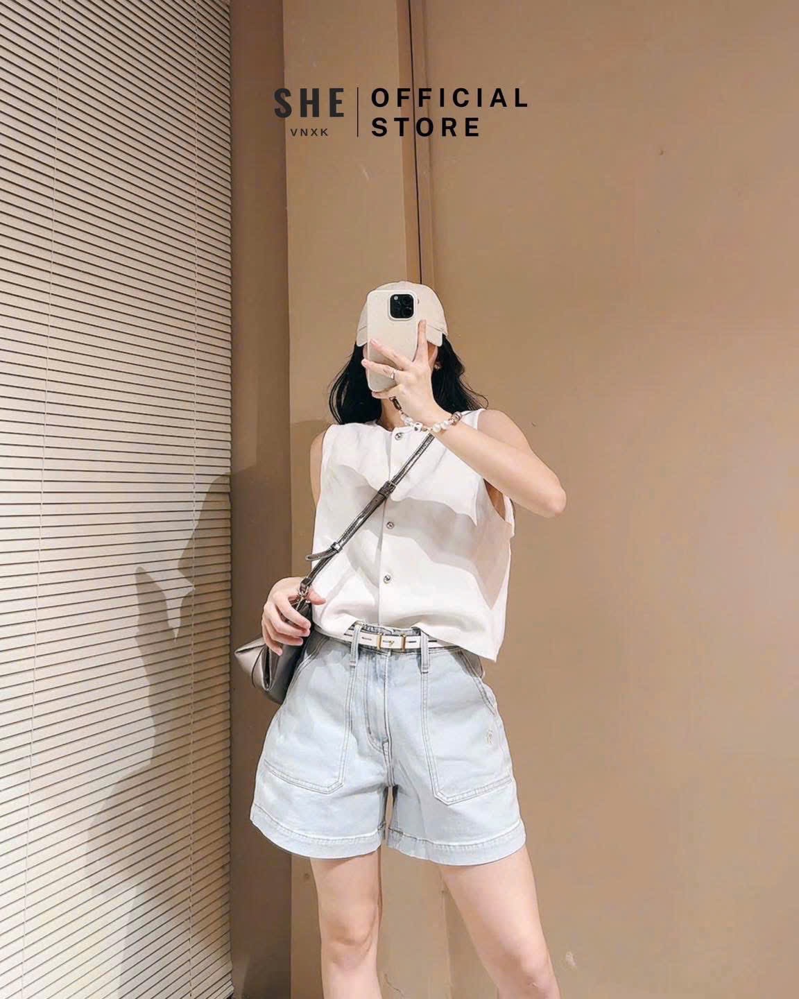 Xanh nhạt - QUẦN SOOC JEAN THÊU NGỰA VNXK XANH NHAT