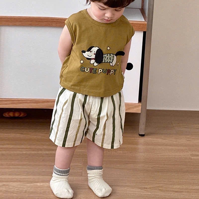 BỘ ĐÙI BA LỖ HÌNH CÚN QUẦN SỌC