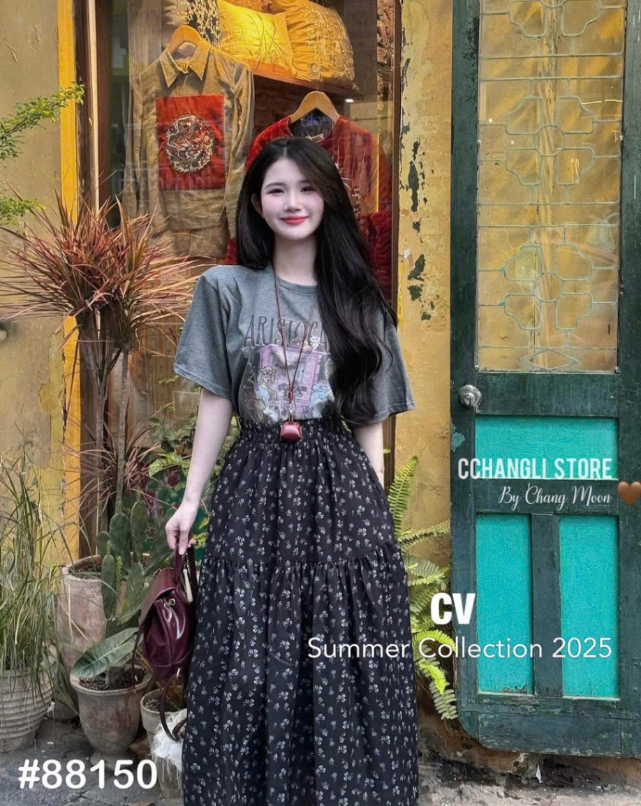 SÉT ÁO CỘC GHI HÌNH THÚ MIX CV HOA MIDI