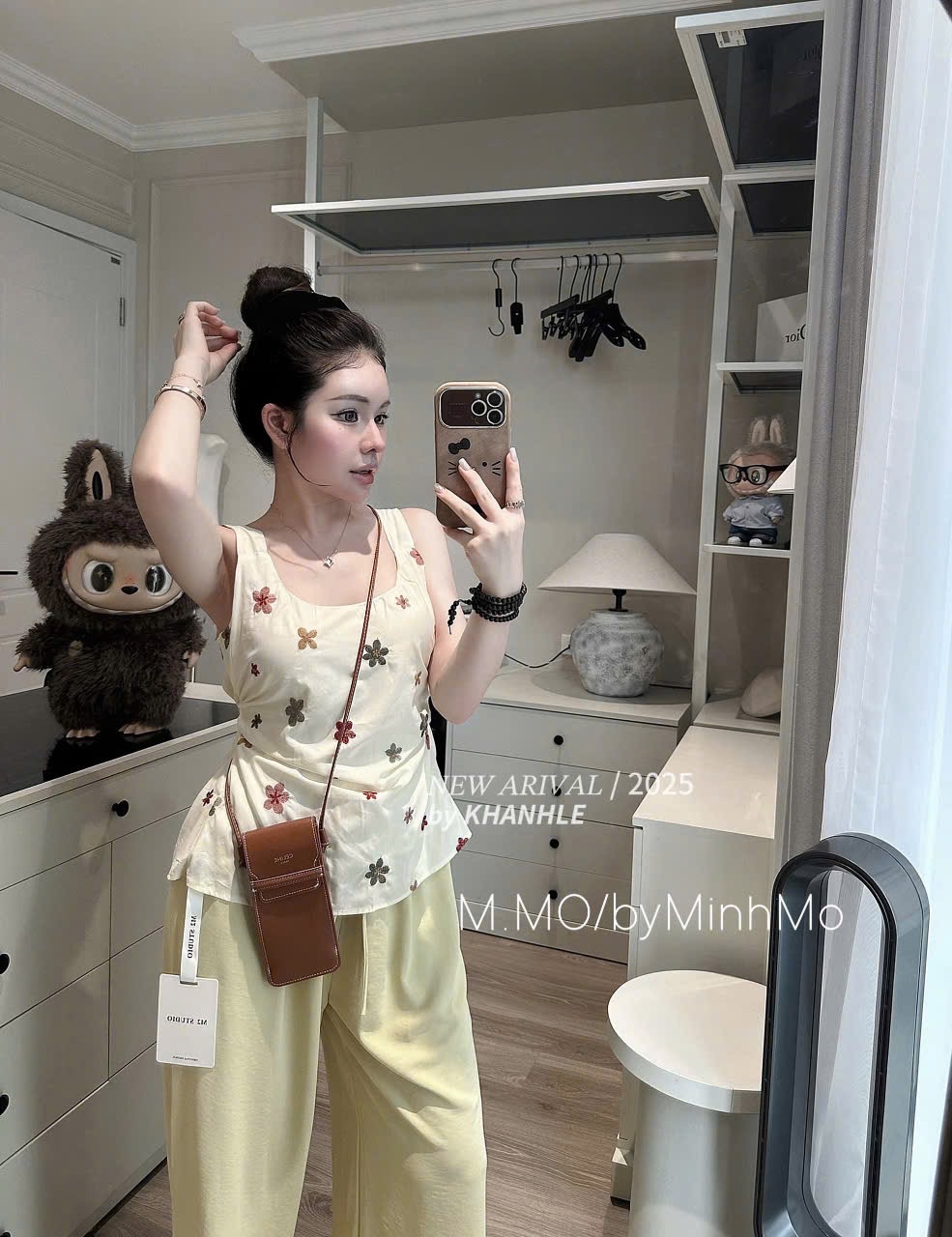BỘ THÔ 2S THÊU HOA MIX QUẦN SUÔNG VÀNG
