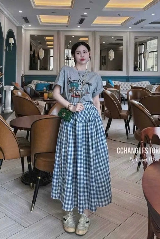 SET ÁO CỘC GHI MIX CV MIDI KẺ XANH