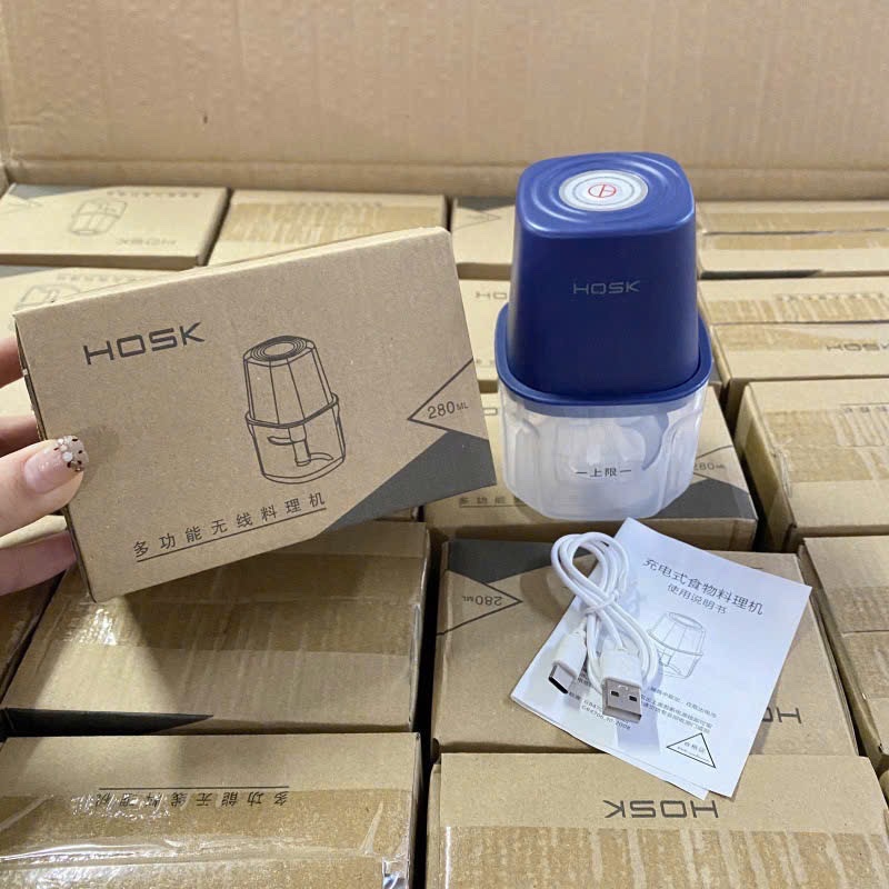 MÁY XAY TỎI ỚT ĐỒ ĂN MINI HOSK 2 LƯỠI