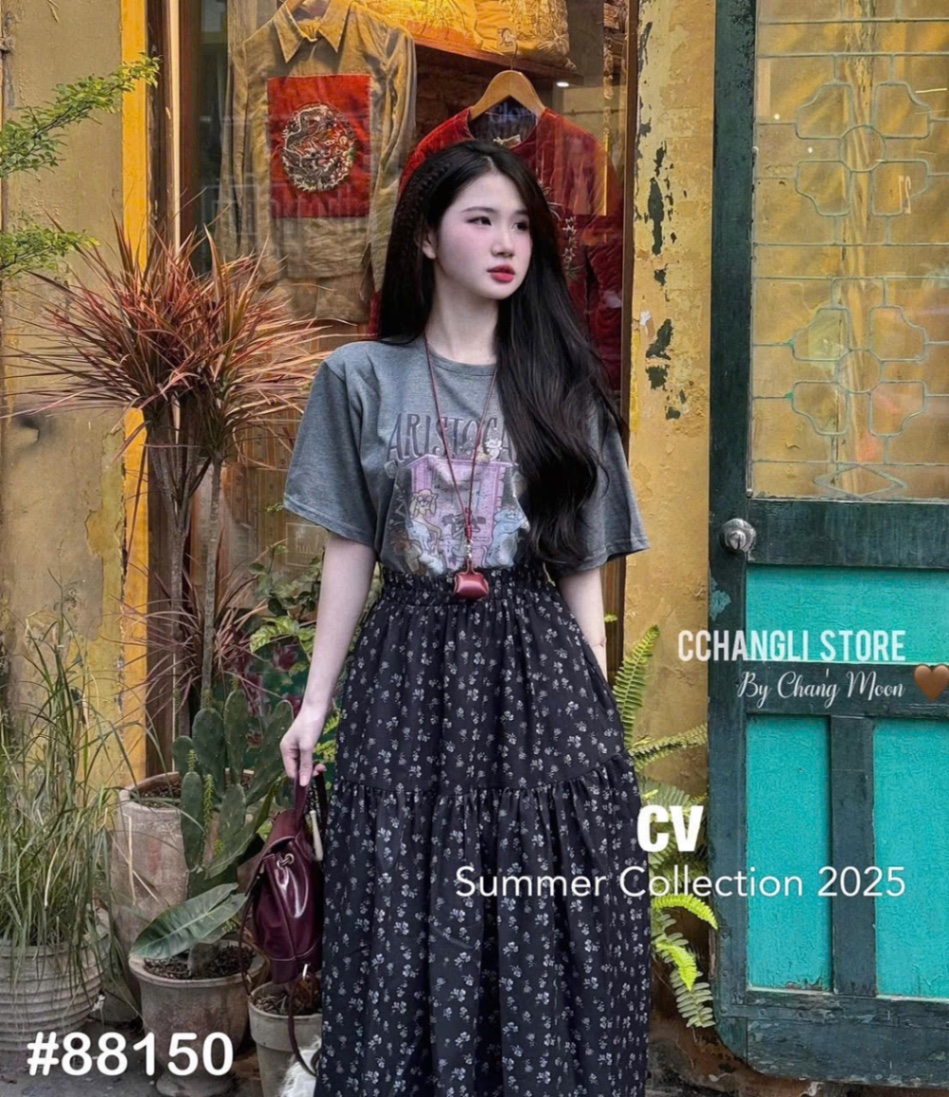 SÉT ÁO CỘC GHI HÌNH THÚ MIX CV HOA MIDI