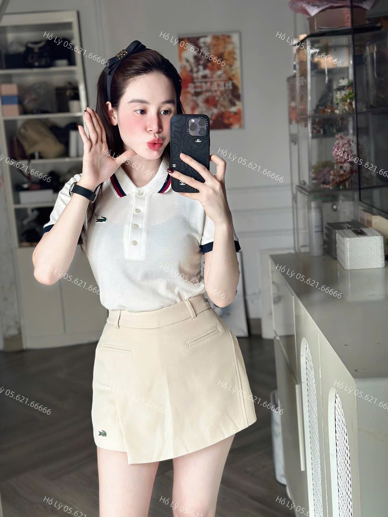 ÁO POLO TRẮNG CỔ ĐỨC PHỐI SỌC