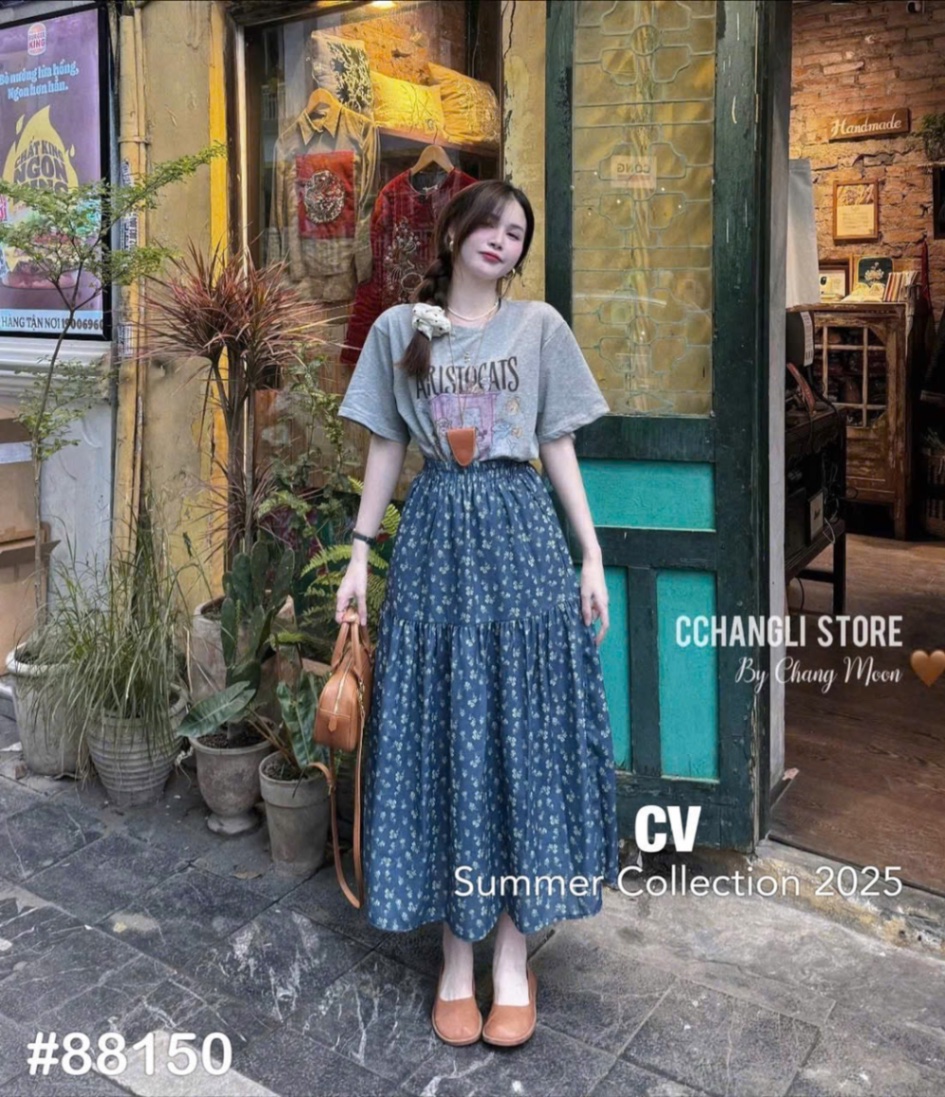 SÉT ÁO CỘC GHI HÌNH THÚ MIX CV HOA MIDI