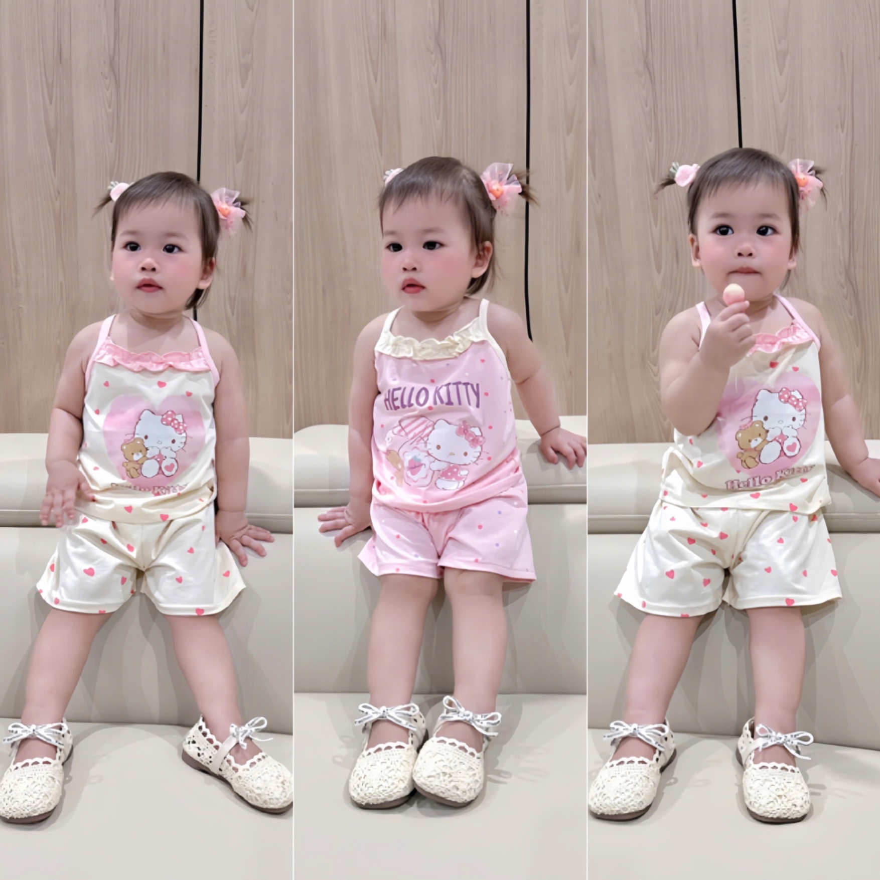 SET 2 BỘ ĐÙI HELLO KITTY HỒNG BE BG