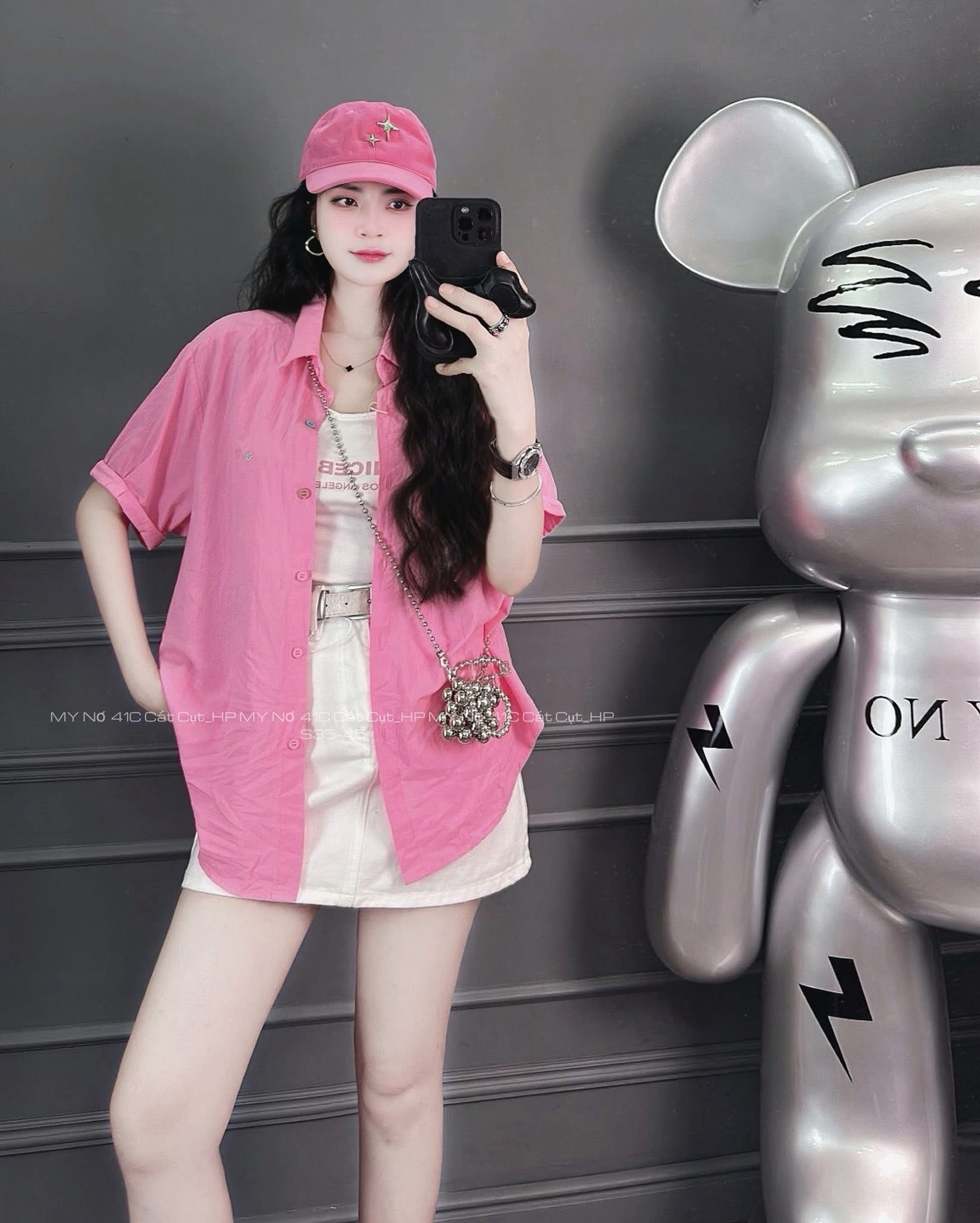SÉT QCCC ÁO SƠ MI THÊU NƠ MẶT CƯỜI MIX ÁO BA LỖ M6108