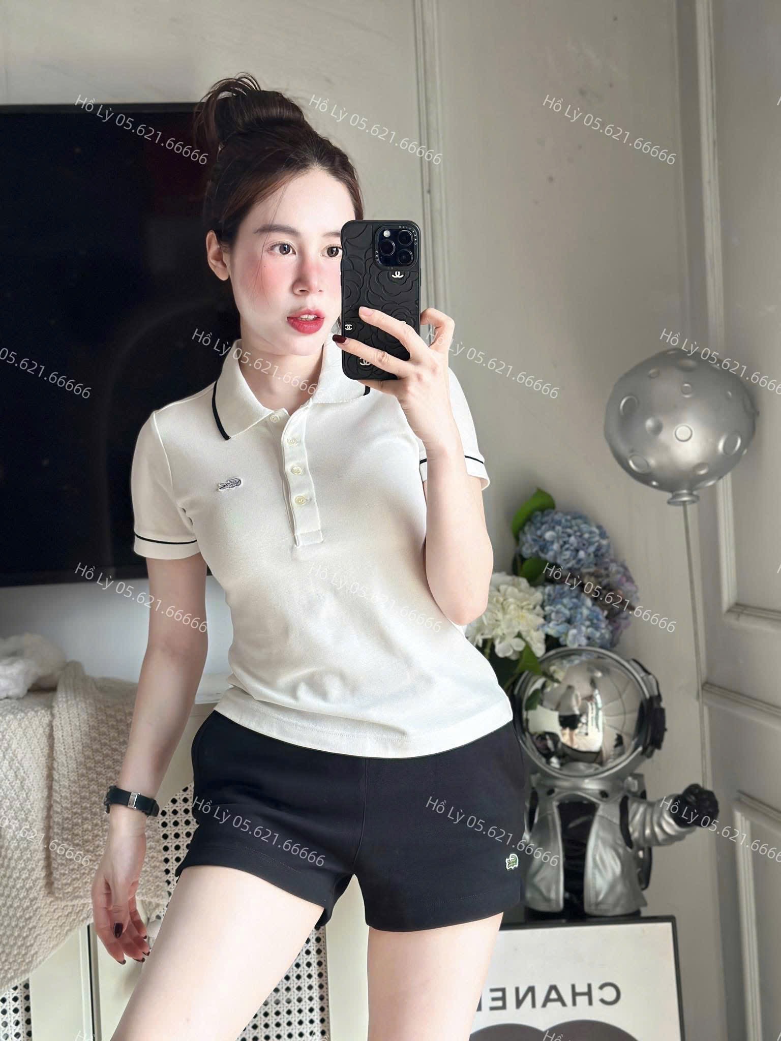 ÁO POLO THÊU CÁ SẤU TRẮNG VIỀN ĐEN