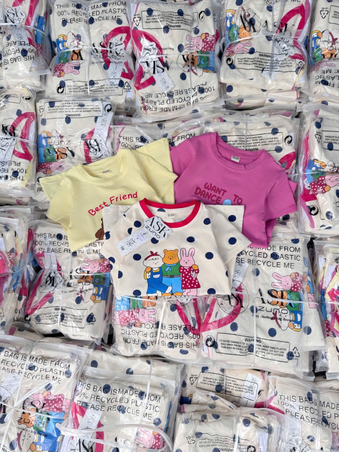 SET 3 VÁY SUÔNG BE VÀNG HỒNG HÌNH GẤU