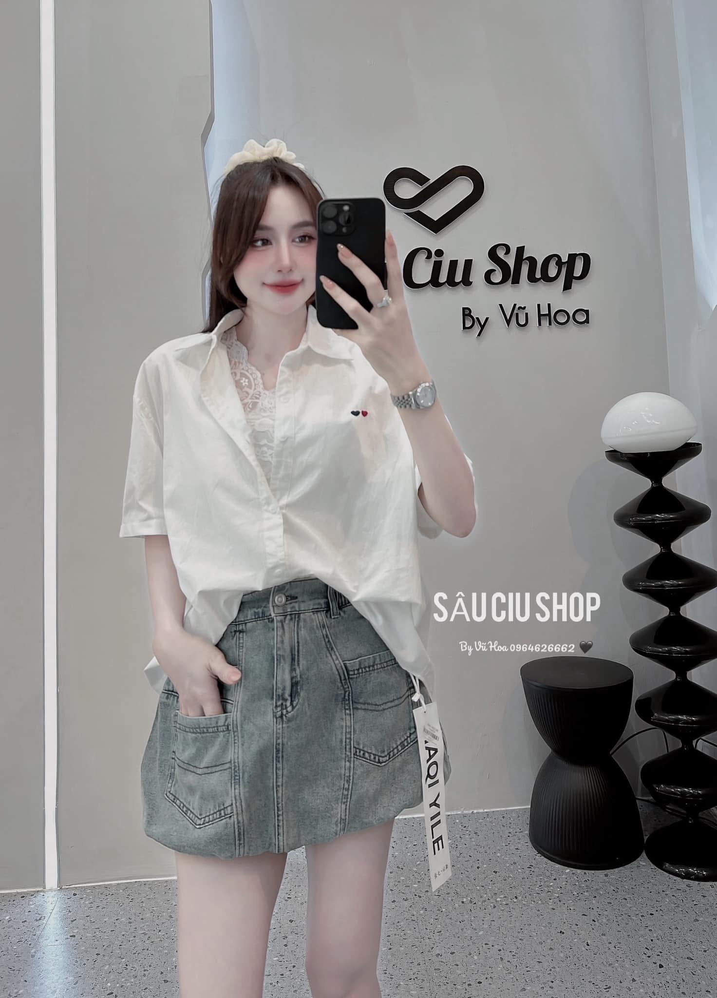 SÉT SƠ MI CẶP THÊU TIM MIX ÁO REN QCCC M82583