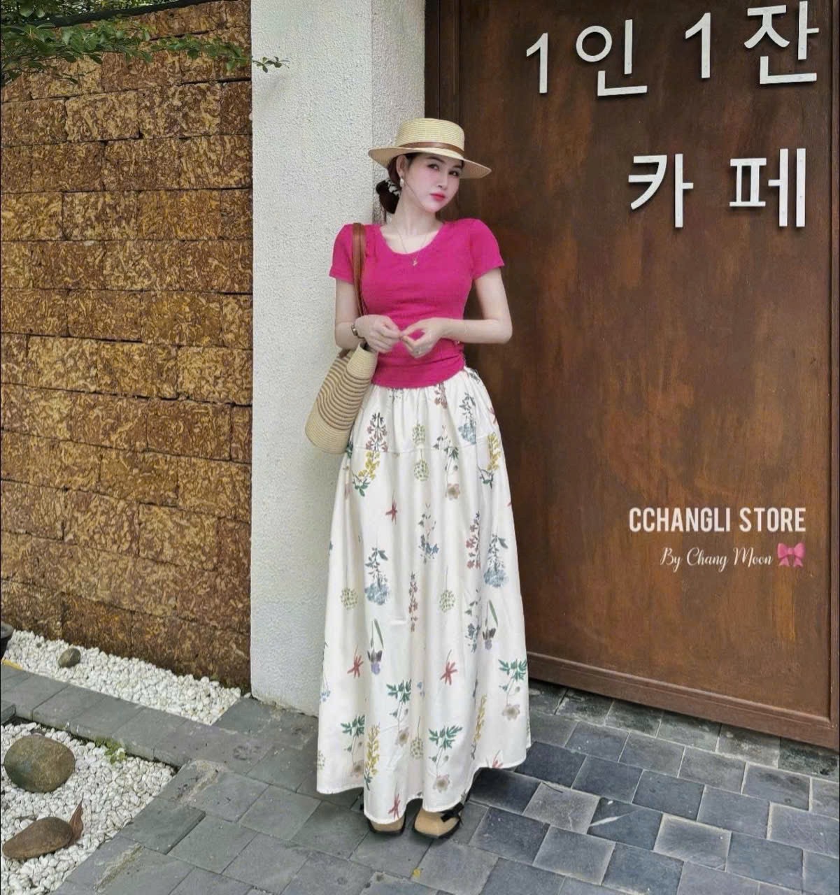 SET ÁO CỘC HỒNG MIX CV MIDI HOA