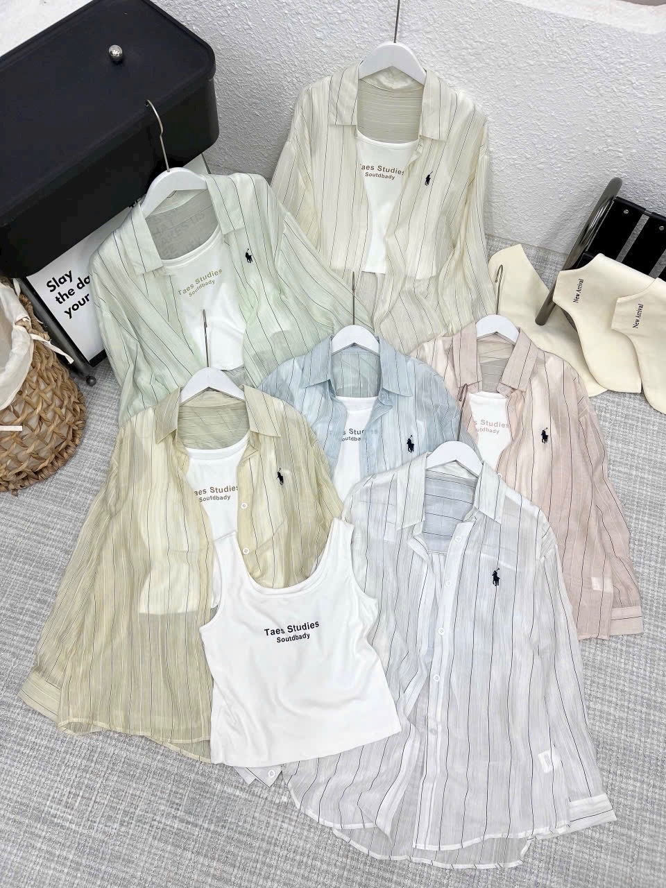 SÉT ÁO SƠ MI KẺ THÊU NGỰA MIX ÁO 2S QCCC