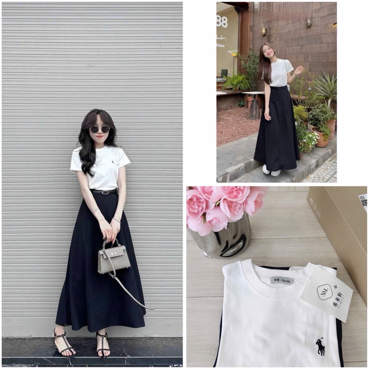 SET ÁO CỘC TRẮNG THÊU NGỰA MI MIX CV MIDI THAN