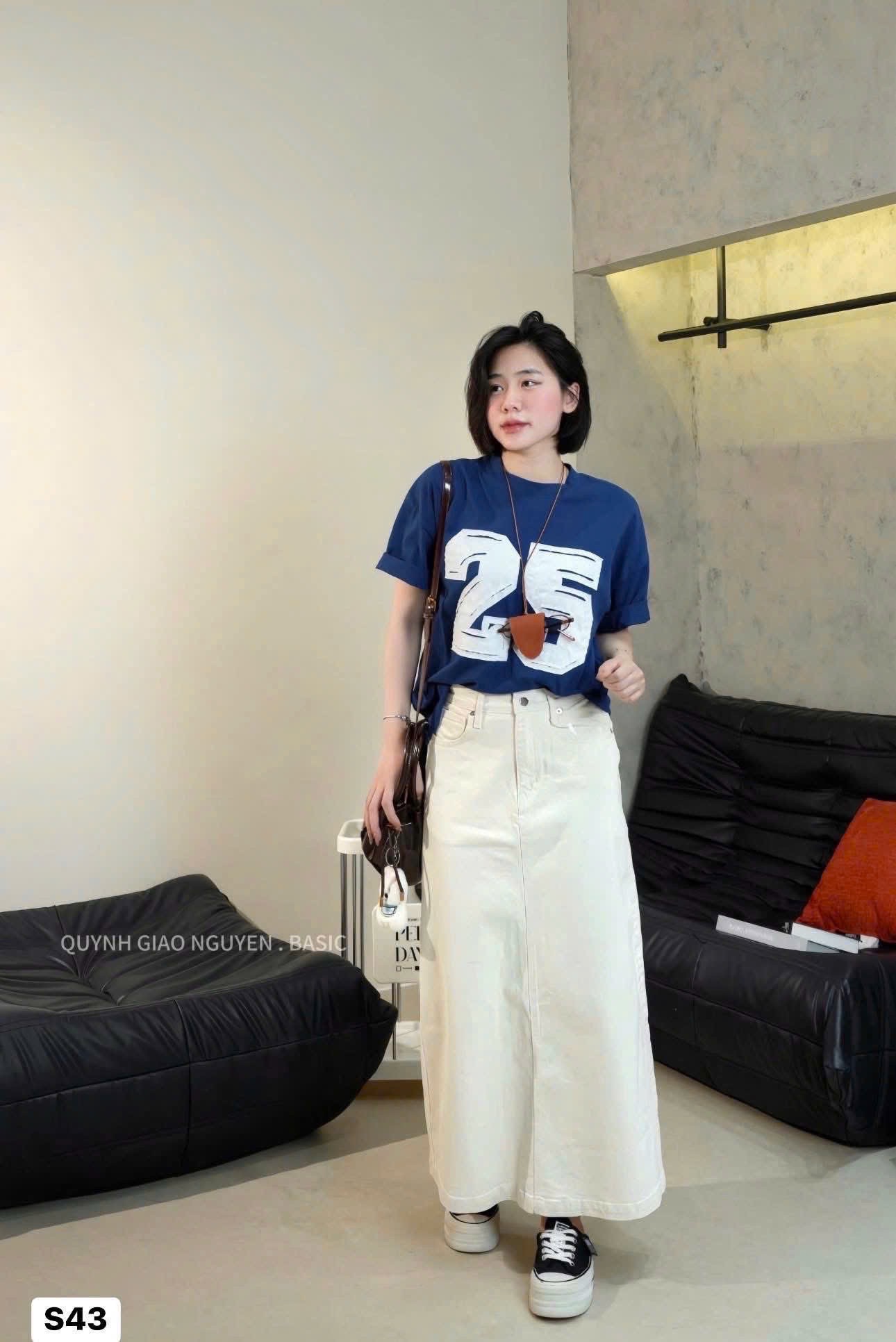 CHÂN VÁY JEAN MIDI MÀU BE PULLBEAR VNXK XUẤT DƯ