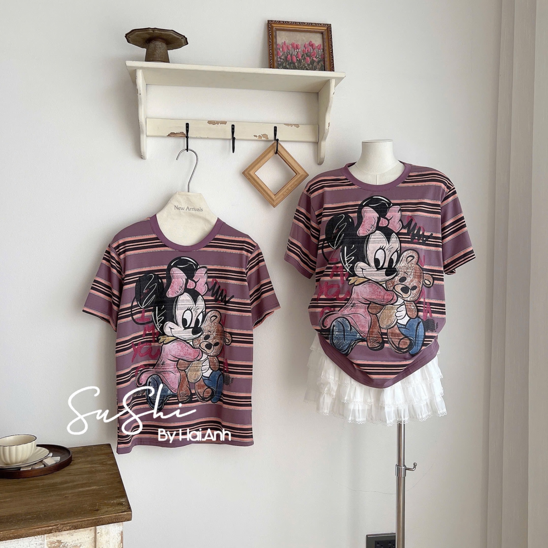 ÁO PULL KẺ TÍM MICKY QCCC